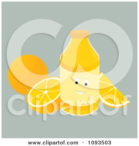 Clipart Character Bottle Of Orange Juice - Royalty Free Vector Illustration by Randomway