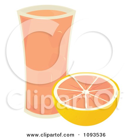 Clipart Glass Of Grapefruit Juice And Half A Fruit - Royalty Free Vector Illustration by Randomway