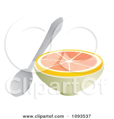 Clipart Halved Grapefruit And Spoon - Royalty Free Vector Illustration by Randomway