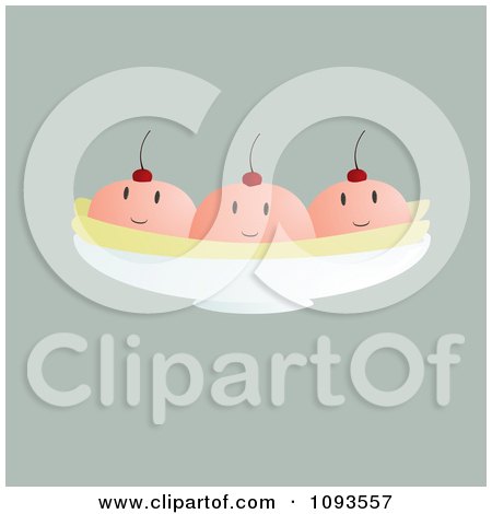Clipart Banana Split With Ice Cream Characters - Royalty Free Vector Illustration by Randomway