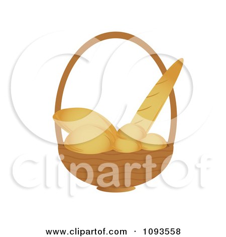 Clipart Basket Of Bread - Royalty Free Vector Illustration by Randomway