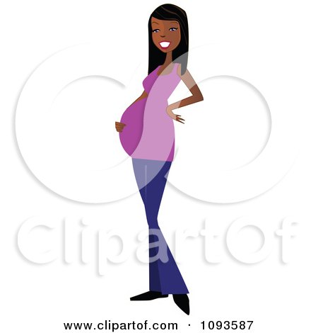 Clipart Beautiful Pregnant Indian Woman Holding Her Baby Bump - Royalty Free Vetor Illustration by peachidesigns
