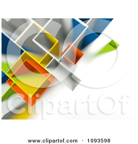 Clipart Aerial View Of Geometric Buildlings In Different Colors With White Copyspace - Royalty Free CGI Illustration by chrisroll