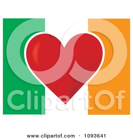 Clipart Irish Flag With A Red Heart In The Center - Royalty Free Vector Illustration by Maria Bell