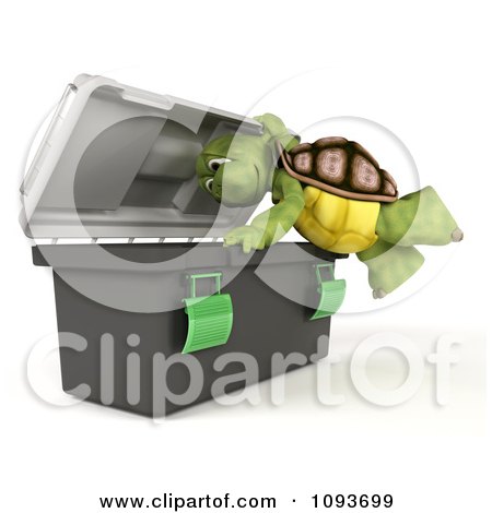 Clipart 3d Tortoise Looking In A Tool Box - Royalty Free Illustration by KJ Pargeter