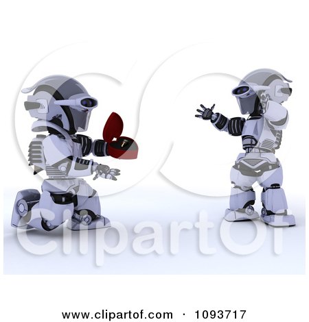 Clipart 3d Robot Proposing To His Mate - Royalty Free Illustration by KJ Pargeter