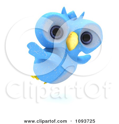Clipart 3d Blue Owl Flying - Royalty Free Illustration by KJ Pargeter