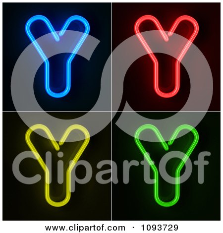 Clipart Blue Red Yellow And Green Neon Capital Y Letters - Royalty Free CGI Illustration by stockillustrations