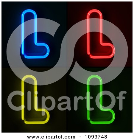 Clipart Blue Red Yellow And Green Neon Capital L Letters - Royalty Free CGI Illustration by stockillustrations