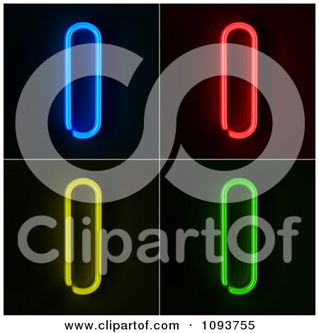 Clipart Blue Red Yellow And Green Neon Capital I Letters - Royalty Free CGI Illustration by stockillustrations