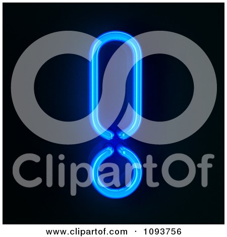 Clipart Blue Neon Exclamation Point - Royalty Free CGI Illustration by stockillustrations