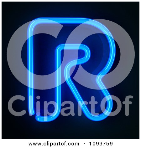 Clipart Blue Neon Capital Letter R - Royalty Free CGI Illustration by stockillustrations