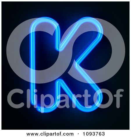 Clipart Blue Neon Capital Letter K - Royalty Free CGI Illustration by stockillustrations