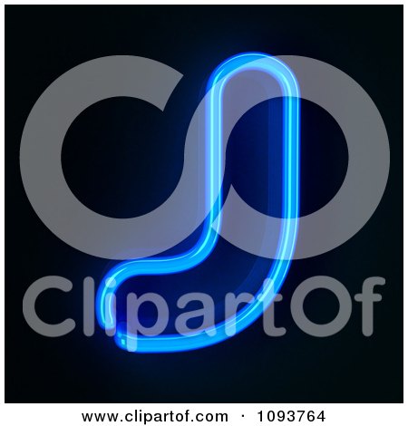 Clipart Blue Neon Capital Letter J - Royalty Free CGI Illustration by stockillustrations