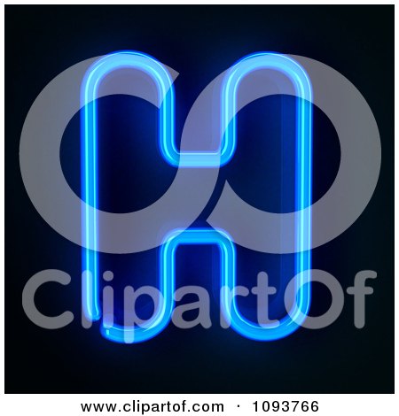 Clipart Blue Neon Capital Letter H - Royalty Free CGI Illustration by stockillustrations