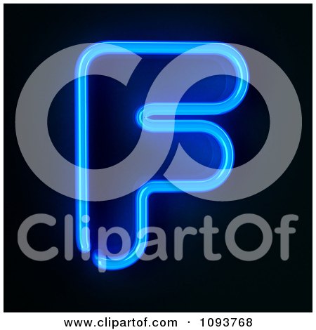 Clipart Blue Neon Capital Letter F - Royalty Free CGI Illustration by stockillustrations