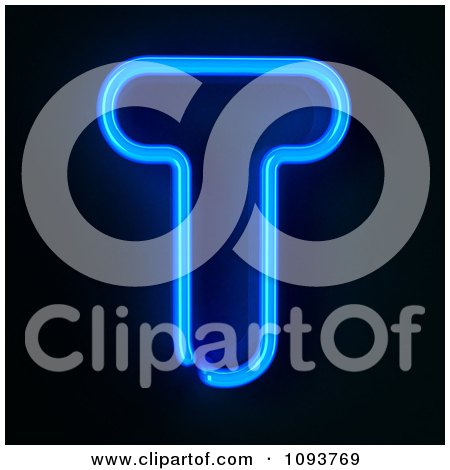 Clipart Blue Neon Capital Letter T - Royalty Free CGI Illustration by stockillustrations