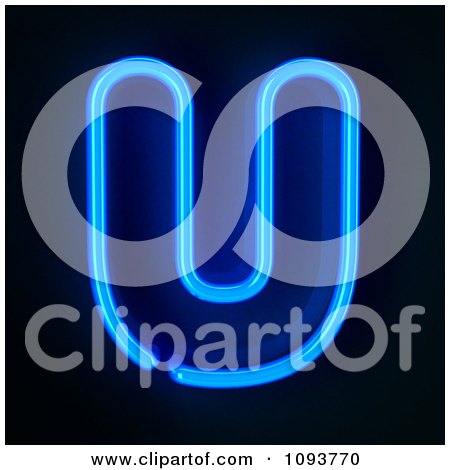 Clipart Blue Neon Capital Letter U - Royalty Free CGI Illustration by stockillustrations