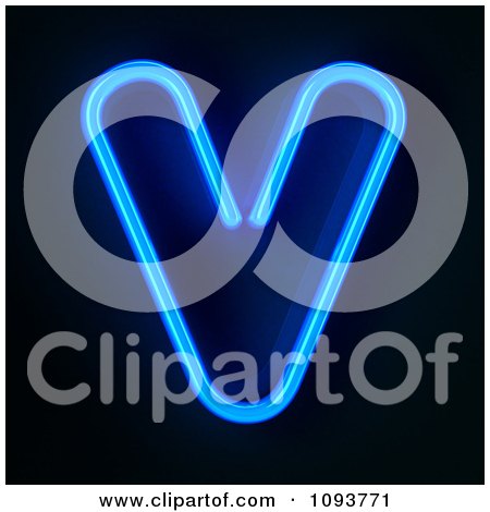 Clipart Blue Neon Capital Letter V - Royalty Free CGI Illustration by stockillustrations