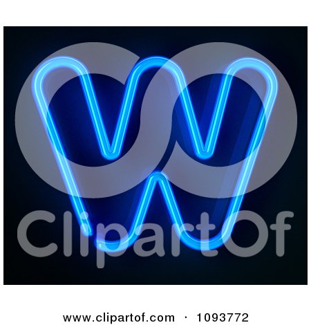 Clipart Blue Neon Capital Letter W - Royalty Free CGI Illustration by stockillustrations