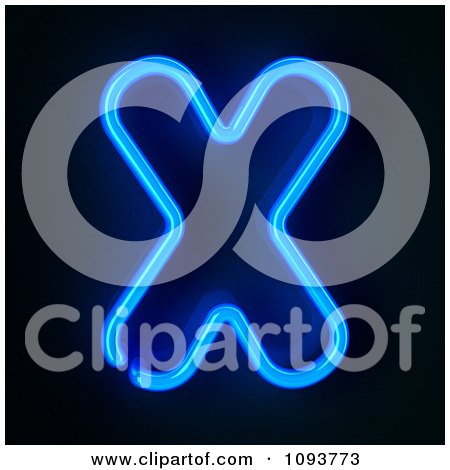 Clipart Blue Neon Capital Letter X - Royalty Free CGI Illustration by stockillustrations