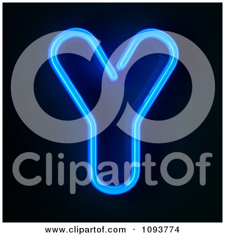 Clipart Blue Neon Capital Letter Y - Royalty Free CGI Illustration by stockillustrations