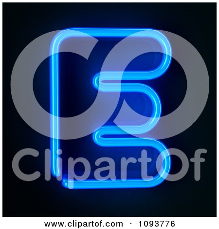 Clipart Blue Neon Capital Letter E - Royalty Free CGI Illustration by stockillustrations