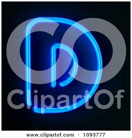 Clipart Blue Neon Capital Letter D - Royalty Free CGI Illustration by stockillustrations