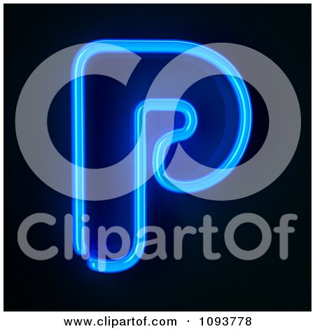 Clipart Blue Neon Capital Letter P - Royalty Free CGI Illustration by stockillustrations