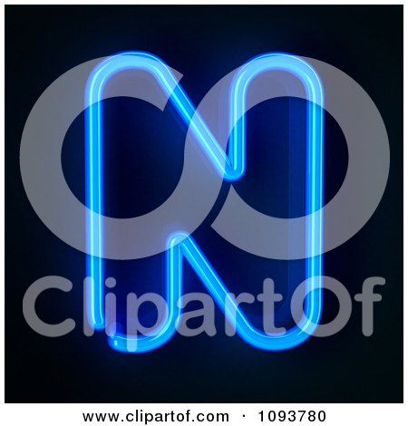 Clipart Blue Neon Capital Letter N - Royalty Free CGI Illustration by stockillustrations