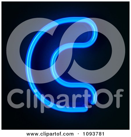 Clipart Blue Neon Capital Letter C - Royalty Free CGI Illustration by stockillustrations