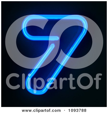 Clipart Blue Neon Number Seven 7 - Royalty Free CGI Illustration by stockillustrations