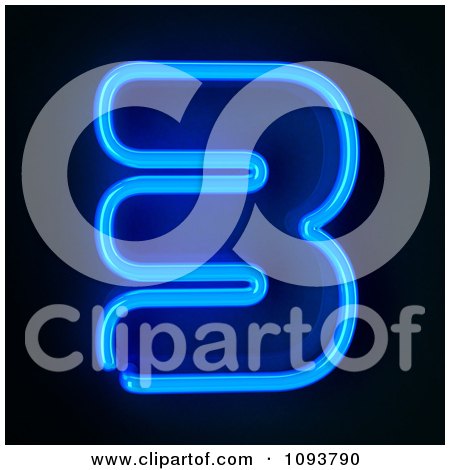 Clipart Blue Neon Number Three 3 - Royalty Free CGI Illustration by stockillustrations