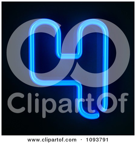 Clipart Blue Neon Number Four 4 - Royalty Free CGI Illustration by stockillustrations
