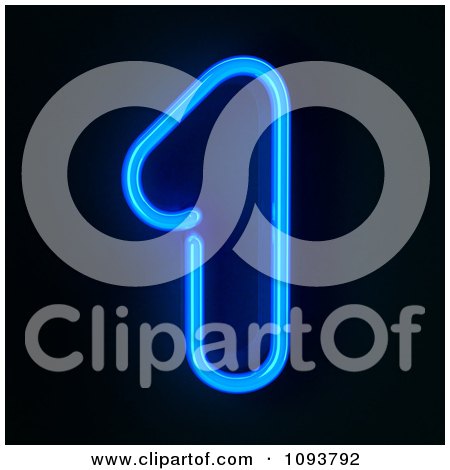 Clipart Blue Neon Number One 1 - Royalty Free CGI Illustration by stockillustrations