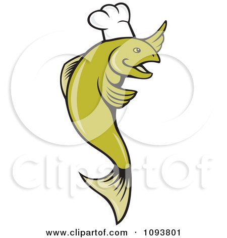 Clipart Green Chef Fish - Royalty Free Vetor Illustration by patrimonio