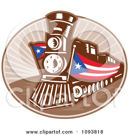 Clipart Retro Train With American Banners - Royalty Free CGI Illustration by patrimonio