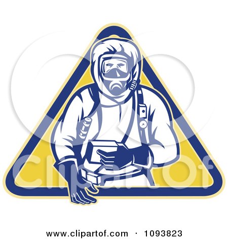 Clipart Retro Man In A Chemical Hazard Suit - Royalty Free Vetor Illustration by patrimonio