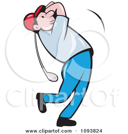 Clipart Male Golfer Swinging His Club - Royalty Free Vetor Illustration by patrimonio