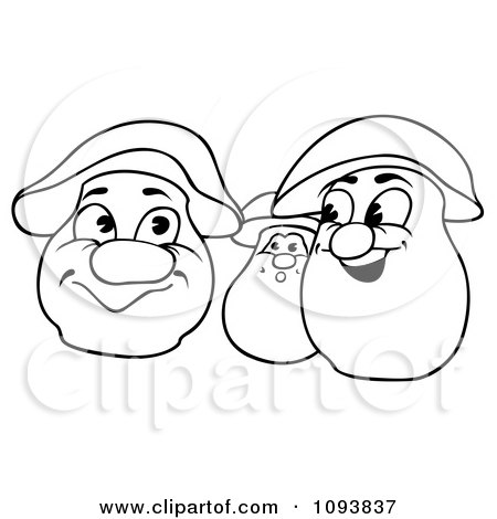 Clipart Outlined Talking Mushrooms - Royalty Free Vector Illustration by dero