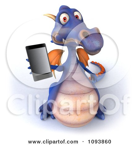 Clipart 3d Purple Dragon Using A Cell Phone 2 - Royalty Free CGI Illustration by Julos
