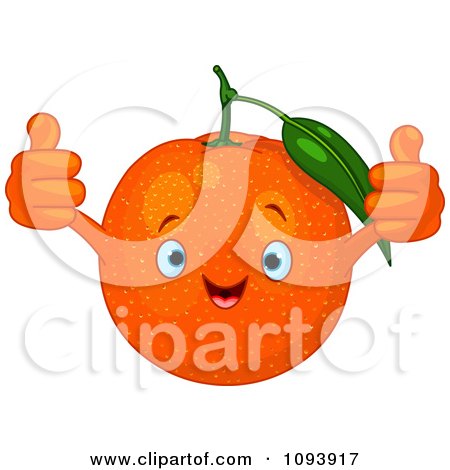 Clipart Happy Orange Character Holding Two Thumbs Up - Royalty Free Vector Illustration by Pushkin