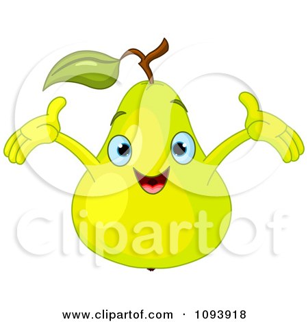 Clipart Happy Pear Character Holding Two Arms Up - Royalty Free Vector Illustration by Pushkin