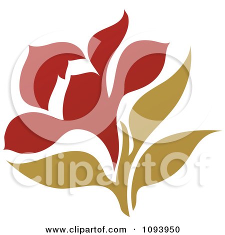 Clipart Red And Green Flower Logo 1 - Royalty Free Vector Illustration by elena
