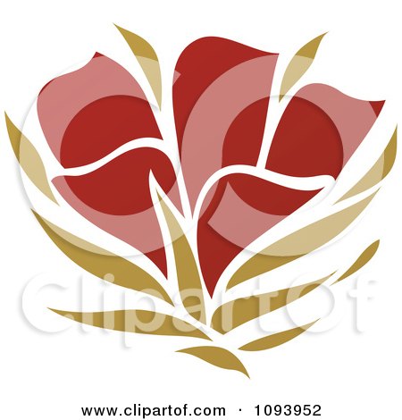 Clipart Red And Green Flower Logo 2 - Royalty Free Vector Illustration by elena