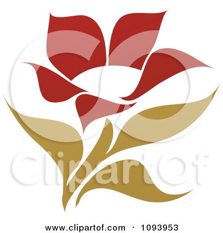 Clipart Red And Green Flower Logo 7 - Royalty Free Vector Illustration by elena