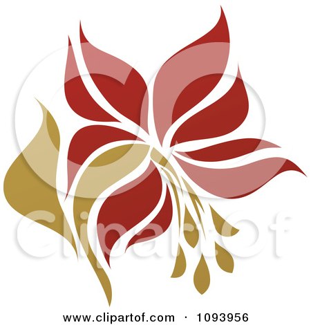Clipart Red And Green Flower Logo 6 - Royalty Free Vector Illustration by elena