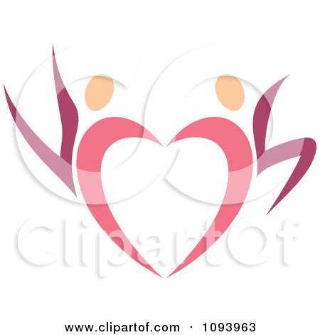 Clipart Dancing Pink Heart People 4 - Royalty Free Vector Illustration by elena