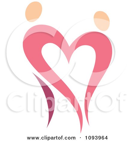 Clipart Dancing Pink Heart People 3 - Royalty Free Vector Illustration by elena
