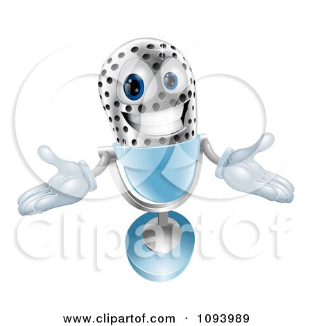 Clipart 3d Welcoming Silver And Blue Microphone - Royalty Free Vector Illustration by AtStockIllustration